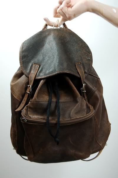 Brown Leather School on Large Whiskey Brown Leather Rugged Unisex Rucksack Backpack Bag Ebay