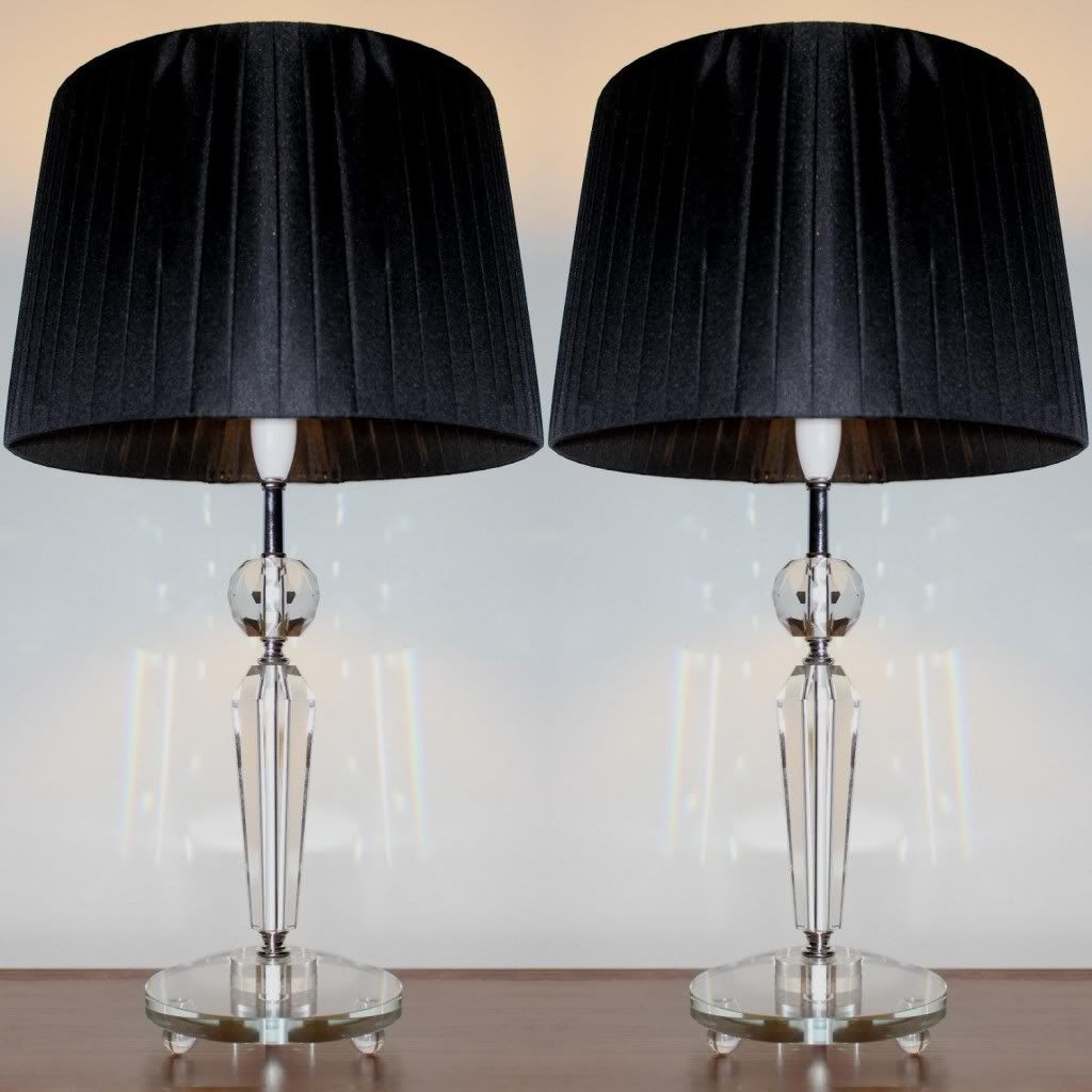 PAIR of NEW Table Bedside LAMPS with CRYSTALS on STEM eBay