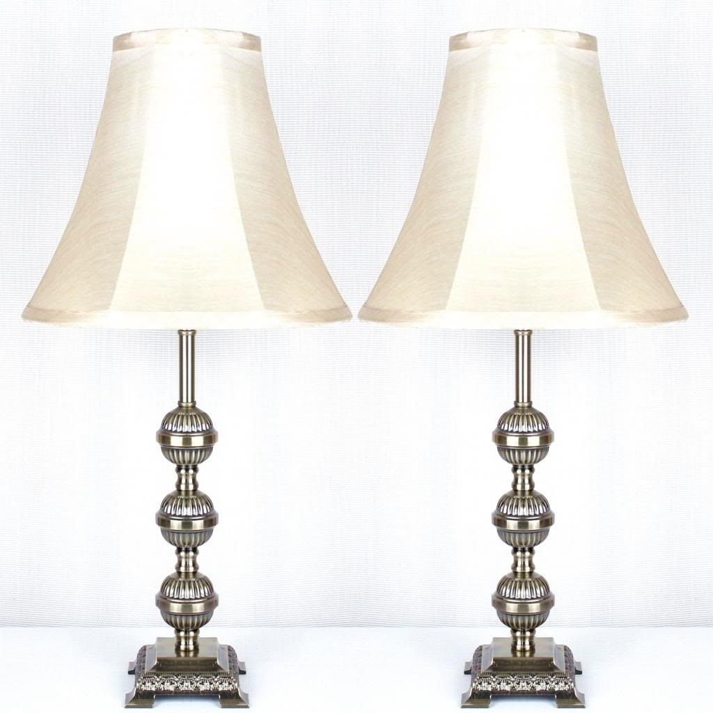 PAIR of Traditional Antique Style Table Bedside LAMPS limited stock eBay