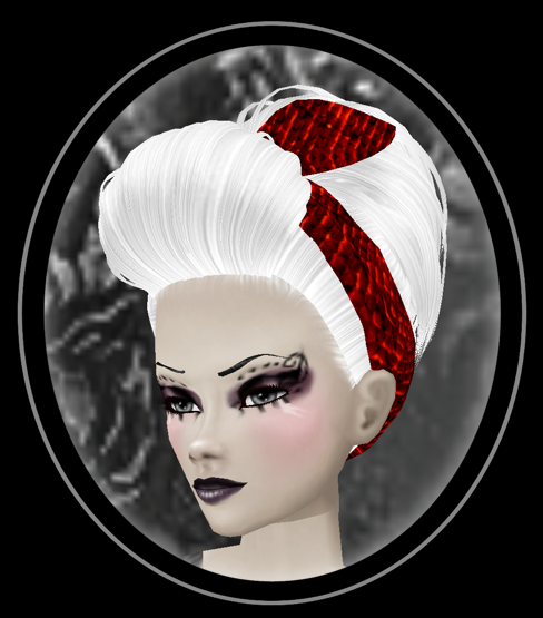 Silver-White Bailee (self illuminated) with red/black snakeskin hairband