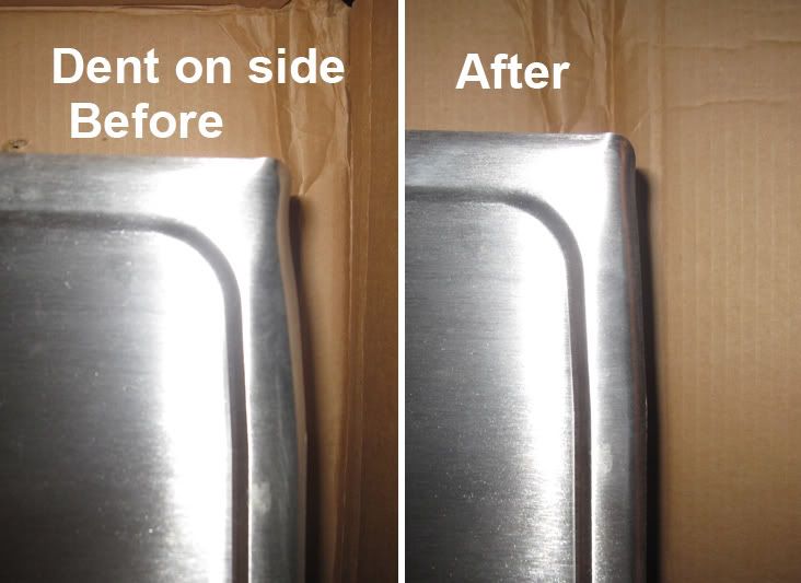 my new SS sink has a dented lip fixable??