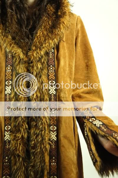 Shearling Boho Suede Duster Bell Sleeve Maxi Jacket Coat s M