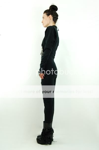   80s Black NORMA KAMALI Draped AVANT GARDE Jersey Pantsuit JUMPSUIT S/M