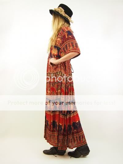   GYPSY Boho ELEPHANT Camel Empire Festival BOHO Maxi Dress S/M  