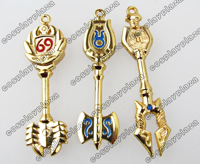 New Fairy Tail Natsu Collection Set of 18 Golden Zodiac Keys Pendant