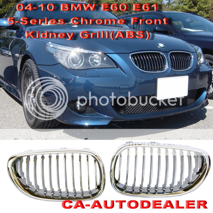 BMW 04 10 E60 E61 M5 OEM Front Chrome Kidney Grille Kit  