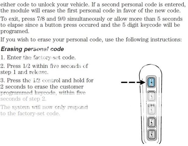 2001 Ford windstar keypad code location #8