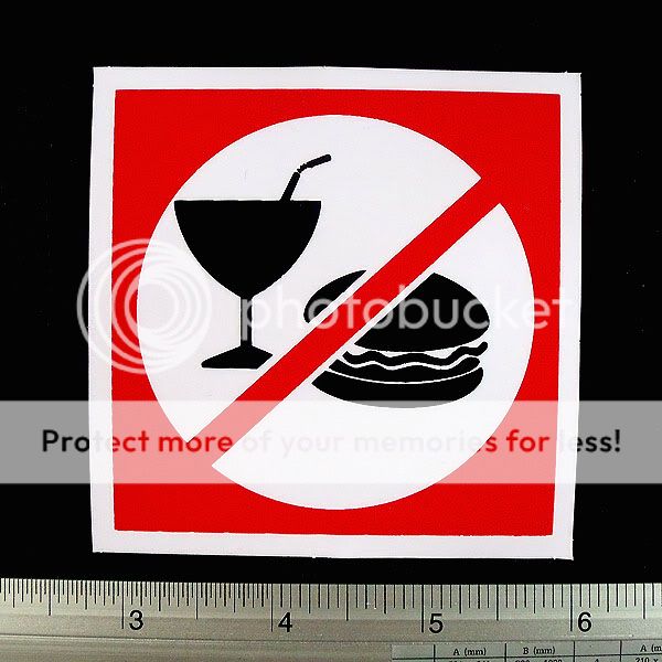 No Eat No Drink Sign Car Nonreflective Sticker Decal BK