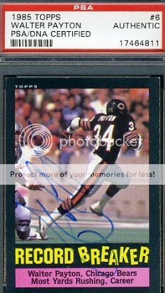 WALTER PAYTON PSA/DNA SIGNED 1985 TOPPS AUTOGRAPH  