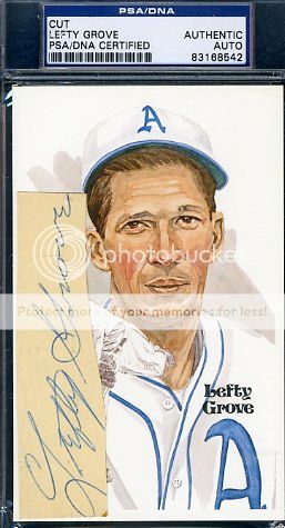 LEFTY GROVE PSA/DNA SIGNED PEREZ STEELE CUT AUTOGRAPH  