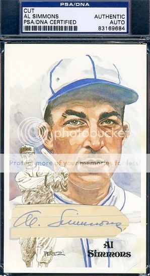 AL SIMMONS SIGNED PSA/DNA PEREZ STEELE CUT AUTOGRAPH  